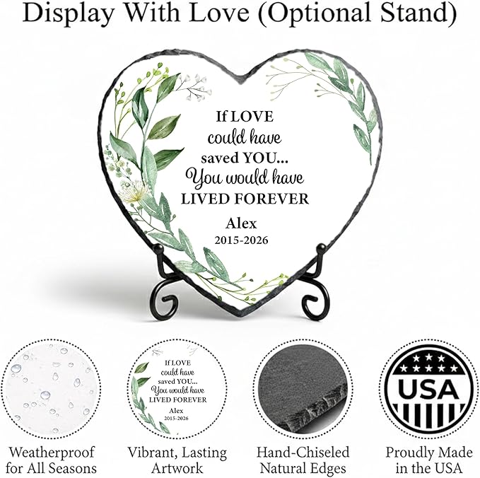 Personalized Pet Memorial Stone, If Love Could Have Saved You Heart Plaque, Horse, Dog or Cat Loss Gift (S-013)