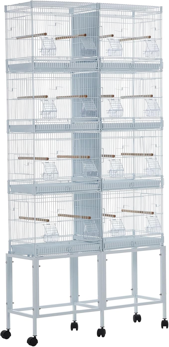 Garvee Lot-4 Breeding Bird Cage, Parrot Cage, Stackable Center Divided Breeder, Seperate Removable Tray, Removable Divider, Lockable Caster, for Birds and Finch