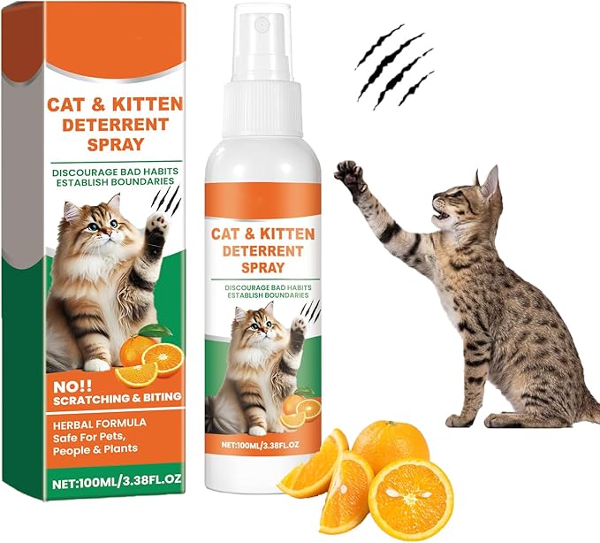 Cat Deterrent Spray for Indoor and Outdoor, Safe Indoor & Outdoor Deterrent for Furniture & Carpet Protection, Natural Anti-Scratch Spray for Cats, for Sofa, Rugs, Chairs,100ML| 3.4oz