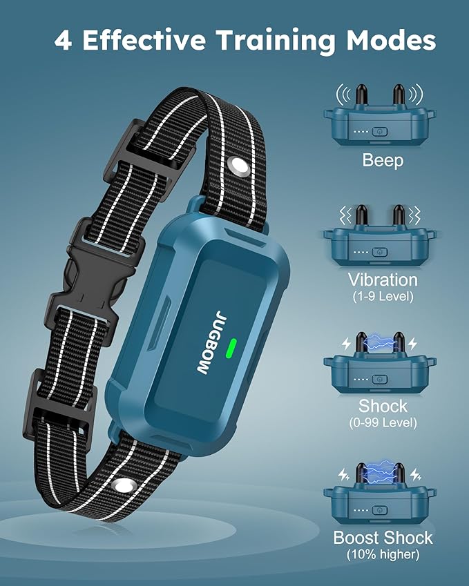 Jugbow Dog Shock Collar - 4200FT Dog Training Collar with Remote, IPX7 Waterproof Electric Collar with 4 Training Modes, Security Lock, Rechargeable e-Collar for Dogs 10-120lbs(2 Pack)