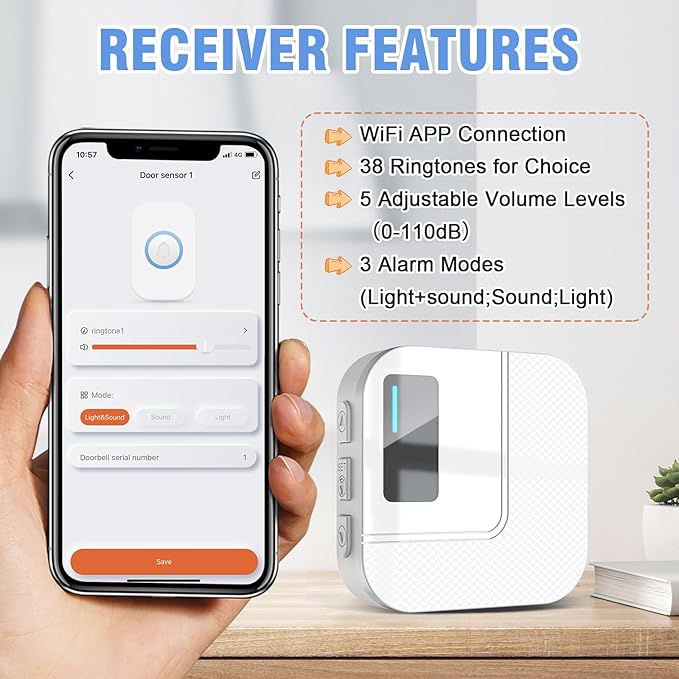 ChunHee WiFi Smart Dog Door Bell for Potty Training to Go Outside–Wireless Doggy Doorbell with Tuya Phone Notification–Waterproof Touch Button and Adjustable Volume, Multi-User Alerts(1 Dog Buttons)