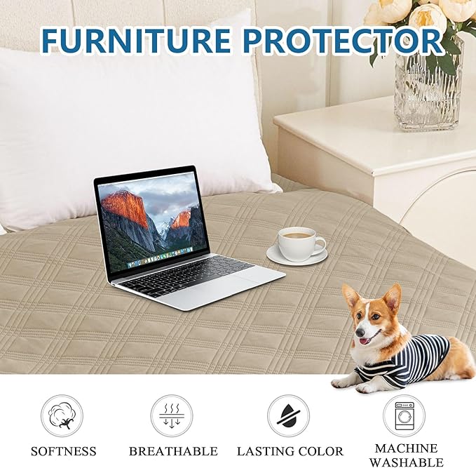 hyha Waterproof Dog Blanket, Reversible Pet Bed Blanket, Soft Sofa Couch Cover for Dogs Washable, Waterproof Pet Couch Covers for Sofa Puppy Cats Furniture Protector(40"x50", Taupe/Beige)