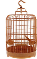 Round Bird Cage, 25cm Plastic Display Cage for Parrots & Cockatiels - Portable Hanging Birdcage with Feeder for Small Birds Finches Canaries Budgies 9.8" X 17.6",Yellow