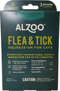 ALZOO Natural Flea & Tick Squeeze-On for Cats, Helps Repel Fleas, Ticks & Mosquitos, Up to 3-Months Protection, Plant-Based Active Ingredients, Water-Resistant, 3 EZ-On Applicators Per Pack