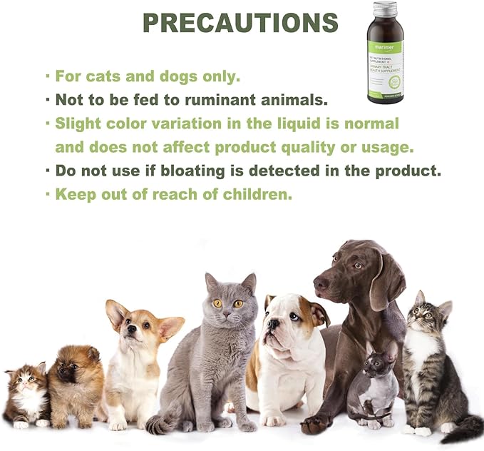 Urinary Health Liquid Supplement for Cats for Dogs – Cranberry, Herbal Extracts & Vitamins – Supports Urinary Tract, Reduces Infections & Stones – All Life Stages, 3.38oz (100ml)