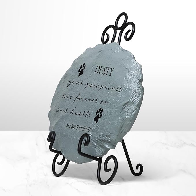 Let's Make Memories Personalized Cat or Dog Memorial Garden Stone - Pawprints - in Loving Memory