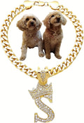 Initial Letter Cuban Chain Dog Chain Pet Chain Pet, Cat, Puppy Necklace (S, 20")
