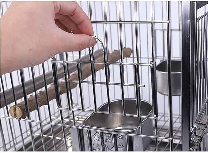 Wrought Iron Bird Carrier - Stainless Steel Breathable Travel Cage for Parakeets, Lovebirds, African Grey
