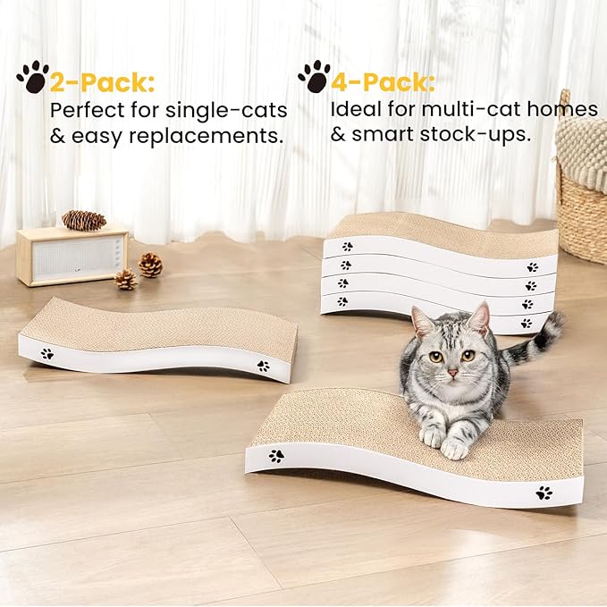 Cat Scratcher, Durable Scratch Pad, Corrugated Cardboard Scratching Board for Indoor Cats, Heavy Duty, Double-Sided Usability, Recyclable, with Catnip, Medium, 1 Pack