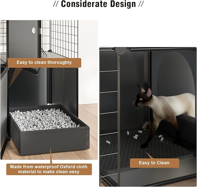 Cat Enclosure Cat Cage Indoor with Litter Box,3-Tier Large Playpen Catio Cat Cage Outdoor Cat Crate Detachable Metal Wire Kennel Medium Kitten Cage
