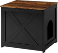 Dwanton Cat Litter Box Furniture Hidden, Cat Litter Box Enclosure, Reversible Entrance Can Be on Left or Right Side, Indoor Cabinet, Wooden Washroom, Nightstand, Black and Rustic Brown, 23.6" L