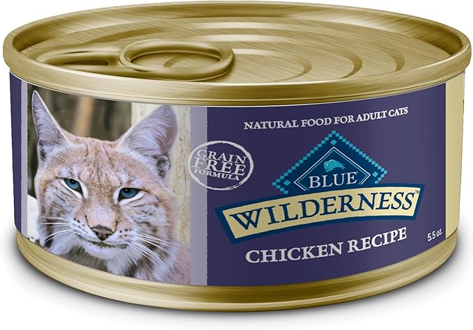 Blue Buffalo Wilderness Natural Wet Cat Food Paté, High-Protein & Grain-Free Recipe, Chicken, 5.5-oz. Cans (24 Count)