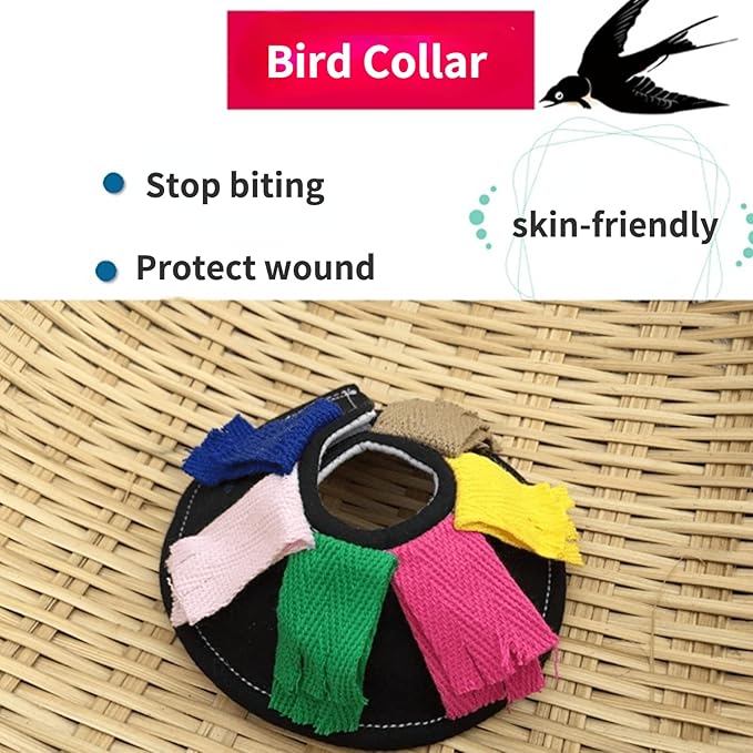 Adjustable Bird Collar Anti Bite Elizabethan Recovery Cone, Bird Neck Protector for Feather Plucking, Skin-Friendly Bird Black B3 B3