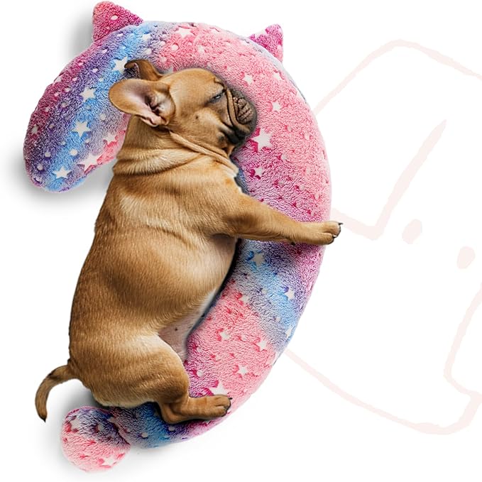 Calming Dog Pillow, Glow in The Dark, Soft Question Mark Shape for Dogs, Kids, Adults - Washable, Cozy Body Pillow Bed Gift (L Pink)