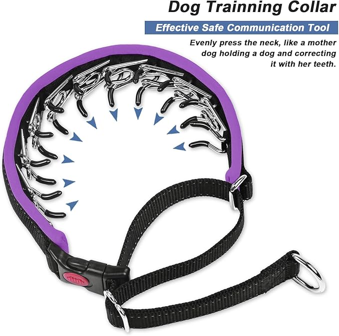 Martingale No Pull Dog Collar - Heavy Duty Nylon with Buckle, Adjustable Anti Pull Reflective Slip for Large Medium Small Dog Training Walking L Purple