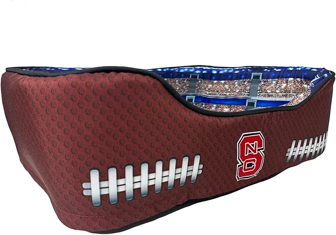 NCAA North Carolina State Wolfpack Stadium Dog Bed, Pet Pillow Bed for Dogs, Sporty Football Dog Bed and Lounge Cushion