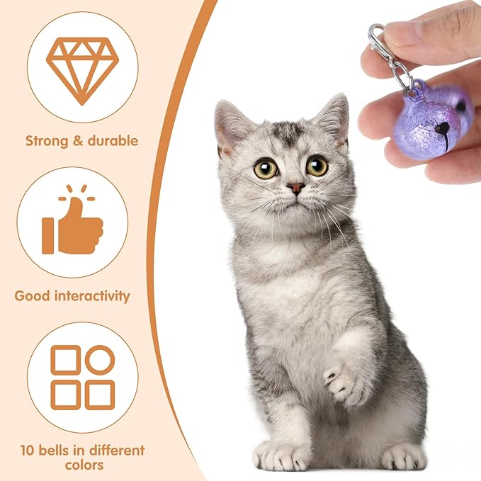 10 Pack Cat Collar Bell Pet Bells for Cat Dog Collar, Charms Colourful Pet Small Bells with Clasps Small Dog Puppy Pets Bell for Christmas Decoration