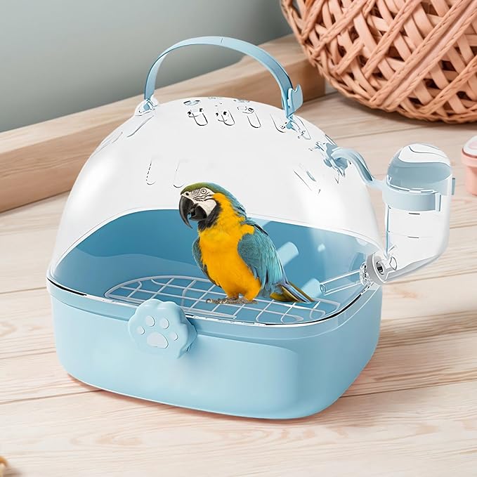 Hamster Carrier Cage - PVC Chinchilla Carrier Cage with Water Bottle - Pet Bird Carrying Supplies Spacious Design for Sparrow Macaws Conures Chinchillas Budgies Cockatiels Parakeet Hedgehog