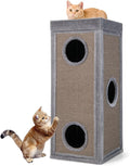 Tangkula 4 Story Cat Tree Condo, 39 Inch Multi-Layer Cat House with Sisal Scratch Pad, 3 Hideaways, Removable Soft Top Plush Bed, Barrel-Shaped Pet House Tower for Indoor Cats, Modern Cat Furniture
