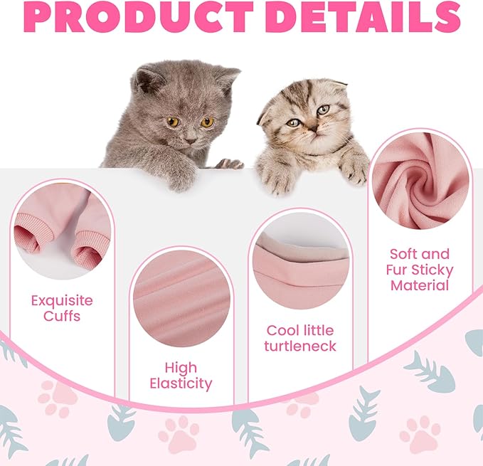 Cat Hair Sticky Onesie, Prevent Hair Loss Cat Pajamas, Long Sleeves Anti-Licking & Skin Disease Recovery Suit for Cats, Sphynx Clothes Costumes Outfits for Pet