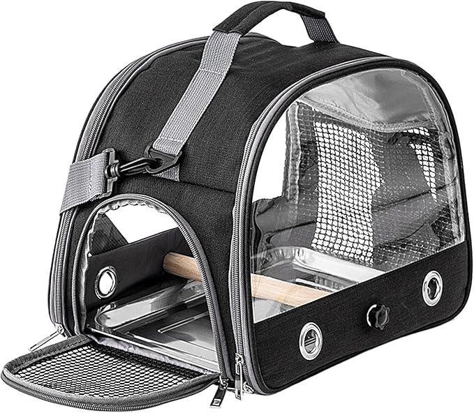 Portable Bird Travel Cage - Parrot Backpack with Strap, Compact Small Birds Carrier | Lightweight Outdoor Cage for Conures Budgies Parakeets Gentoo Parrots Travel Use Transport Companion