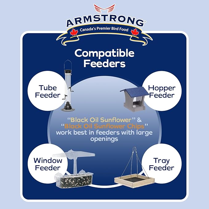 Armstrong Wild Bird Food Combo Pack – Black Oil Sunflower Bird Seed, 25 Pounds and Black Oil Sunflower Chips, 4 Pounds – Ideal for Outside Feeders