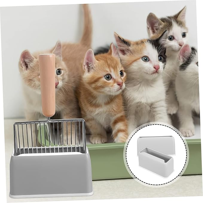 Mikikit 2pcs Convenient Cat Litter Scooper Holders Base Organizes Indoor Litter Area Easy Disposal of Waste Grey Design