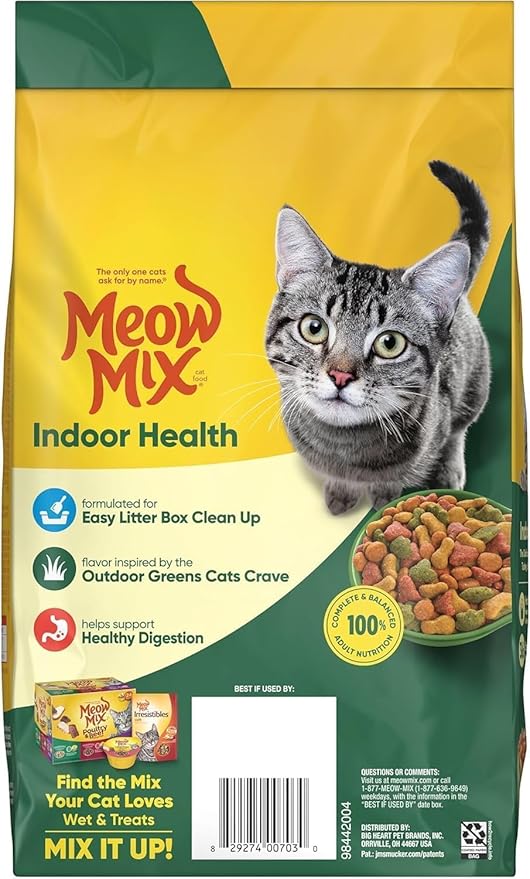 Meow Mix Indoor Health Dry Cat Food, 3.15 Pound Bag (Case of 4)