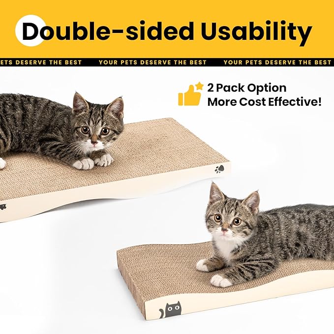 Cat Scratcher, Durable Scratch Pad, Corrugated Cardboard Scratching Board for Indoor Cats, Heavy Duty, Double-Sided Usability, Recyclable, with Catnip