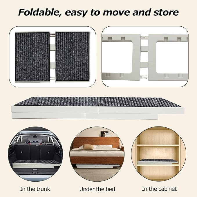 Dog Ramp Bed Adjustable Folding Collapsible for Small Medium Pets Cat Ramp with Non Slip Carpet Portable Indoor Puppy Ramps for Sofa,Chair