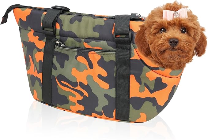 Premium 10mm Padded Dog Purse Carrier for Small Dogs, Pet Tote Bag Shoulder Carrying for Dog/Cat Below 4kg/9lbs -Camouflage Green