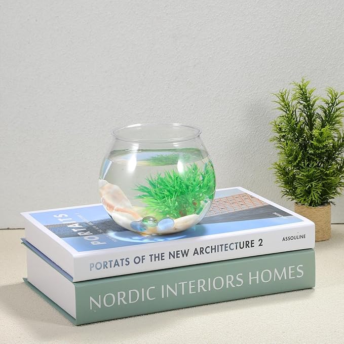 2pcs Clear Plastic Fish Bowl Tanks Round Fish Tanks for Goldfish Decorative Vases for Centerpieces Compact Desktop Aquarium for Hydroponics and Floral Arrangements