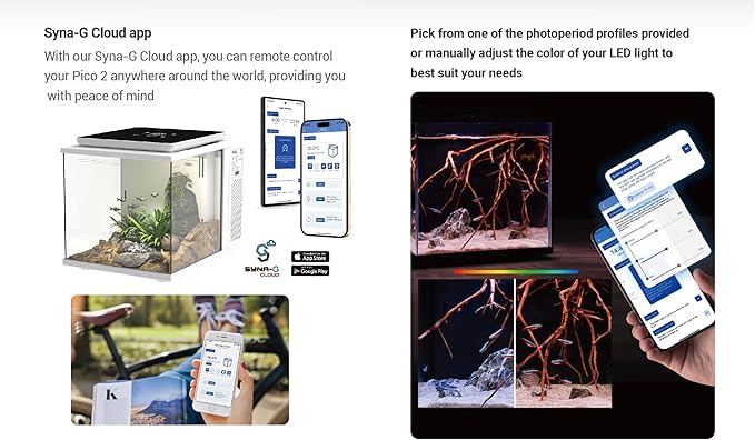 Maxspect Pico Cube Desktop Wi-Fi Enabled 2 Gallon Smart Aquarium Kit - Includes LED Lights, Heater, Filtration & Media - White Finish