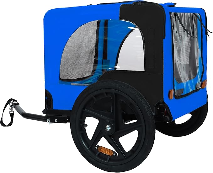 Heavy Duty Dog Bike Trailer with 16" All-Terrain Wheels & Universal Hitch, Foldable Pet/Cargo Carrier for Bicycles, Camping, Hiking