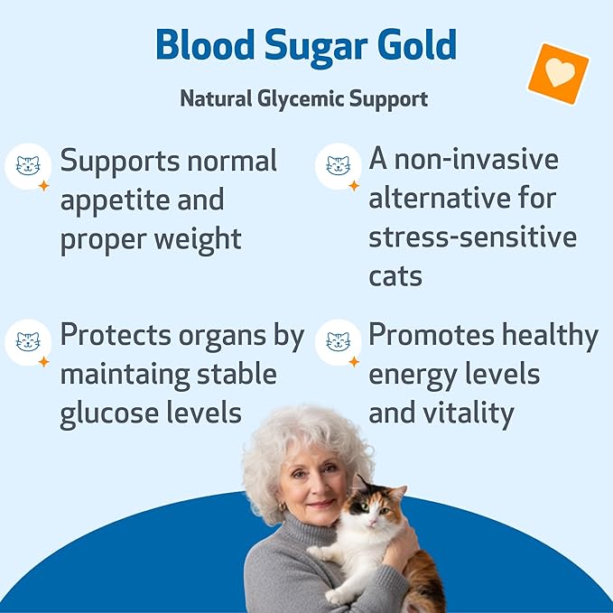 Pet Wellbeing Blood Sugar Gold for Cats - Holistic Support for Healthy Blood Sugar Levels, Insulin Stabilization & Normal Pancreatic Function - NASC Certified & Vet-Formulated - 2 oz Liquid