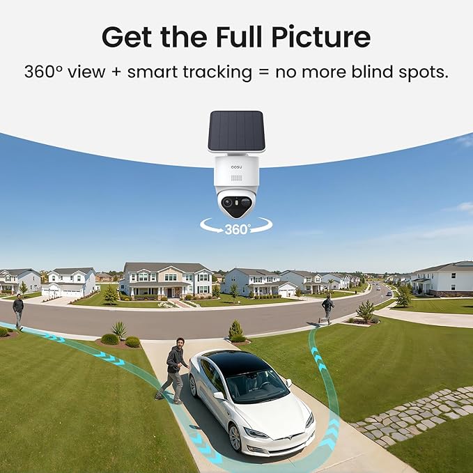 aosu T2 Ultra 4K Security Cameras Wireless Outdoor, 2 Cam Kit, Smart Home Security System with TrueColor Night Vision, AI Recognition & 360° Motion Tracking, Solar Power, Expandable 1TB Local Storage