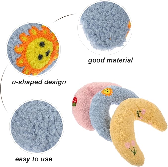 U-Shaped Dog Anxiety Relief Pillow Soft Washable Calming Pillow for Neck Support Promotes Deep Sleep for Small Dogs and Cats 10.03X7.08X2.36In