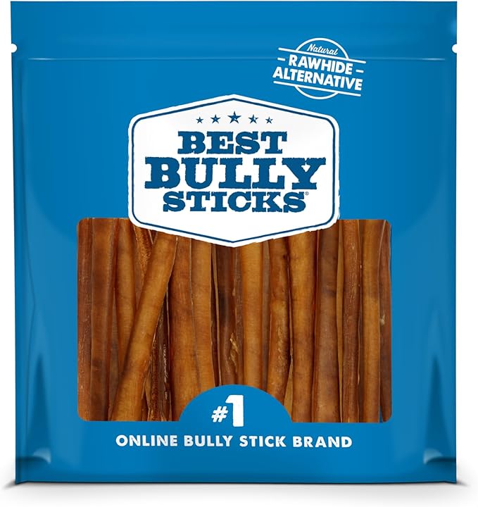 Best Bully Sticks 6 Inch Thin Bully Sticks - 24 Count (Pack of 1) - Natural, Easily Digestible, 100% Grass-Fed, Grain and Rawhide Free