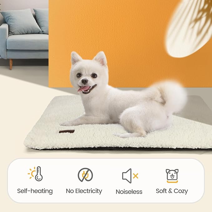 Self Warming Cat Bed Self Heating Cat Dog Mat 24 x 18 inch Extra Warm Thermal Pet Pad for Indoor Outdoor Pets with Removable Cover Non-Slip Bottom Washable Non Electric