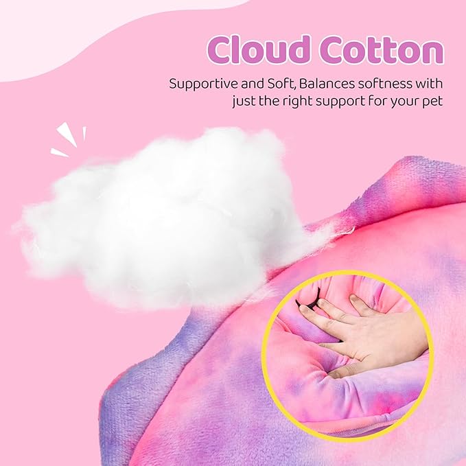 BurgeonNest Small Dog Calming Pillow for Dogs and Cats, Fluffy Soft Colorful Sleep Bolster Cozy Pet Bed Pillow, Great Present for Senior Pup Puppy Kitten, Washable, L