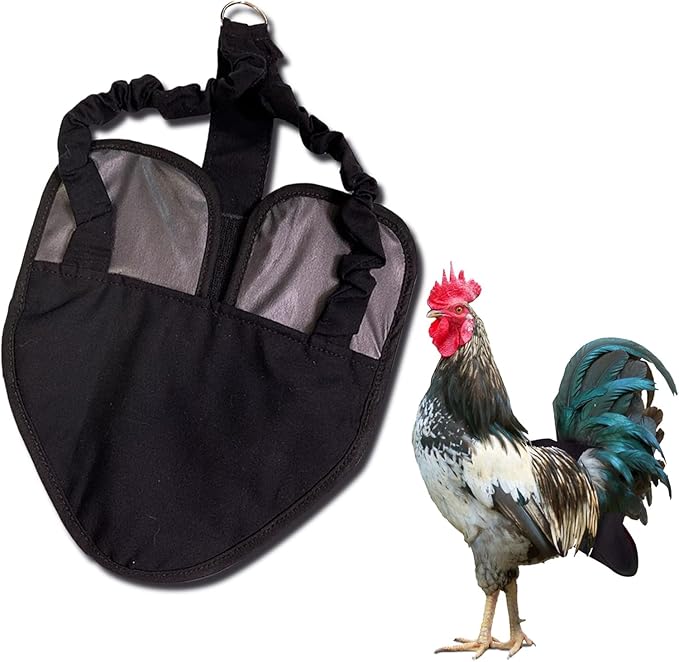 Hen Holster Bird Diaper, Wrap Around - for Hens, Roosters, Ducks, Leak-Proof Design, Comfortable Fleece Strap Bird Harness with Sewn-in Liner, Secure Hook and Loop Closure - XL, Black