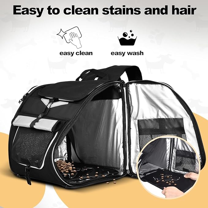 Dog Bike Basket, Foldable Pet Bike Carrier Backpack with Safety Strap, Waterproof Pet Bike Basket Suitable for Small Cats Kitten Puppy Dogs （New Black）
