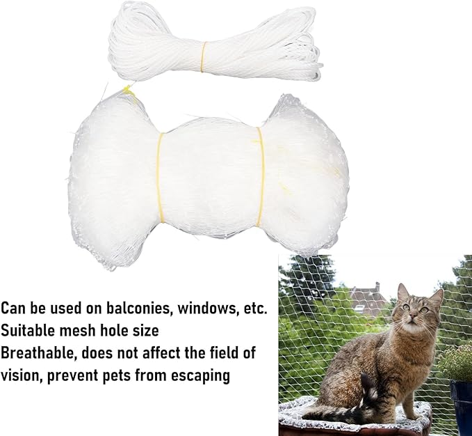 Cat Balcony Net, Easy Installation, Cat Anti-Fall Fence Net, Nylon Pet Net, Safety Cat Balcony Protector for Balcony, Window, Stairs (Style One Size: 8x3
