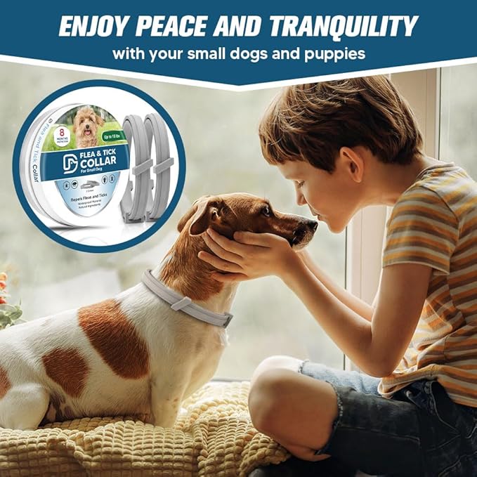 Flea Collar for Dogs, Flea and Tick Collar for Small Dogs, Dog Tick Collar, Dog Flea Collars, People/Pet/Plant Friendly - 2P