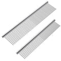 2 Pack Dog Combs with Rounded Ends Stainless Steel Teeth, Cat Comb for Removing Tangles and Knots, Professional Grooming Tool for Long and Short Haired Dog, Cat and other pets, 6.3IN/7.4IN