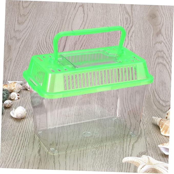 Plastic AquariumTurtle Fish Tank Clear Container Hamster Tank Portable Fish Gecko Habitat Portable Tortoise Terrarium Turtle Habitat, 7.1 X 4.3 X 4.3 Inches, Random Lid Color