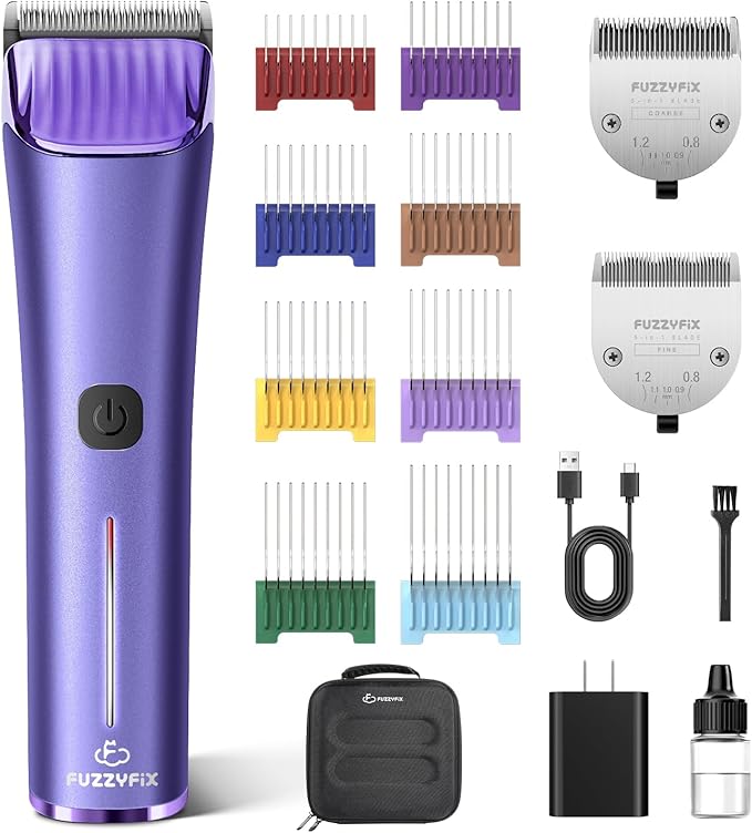 Professional Dog Grooming Clipper with Replacement Blade, 5-in-1 Adjustable A5 Blade Cordless Pet Grooming Kit 2 Speed Trimmer Hair Shaver with Detachable Metal Combs Nova for Animal Horse