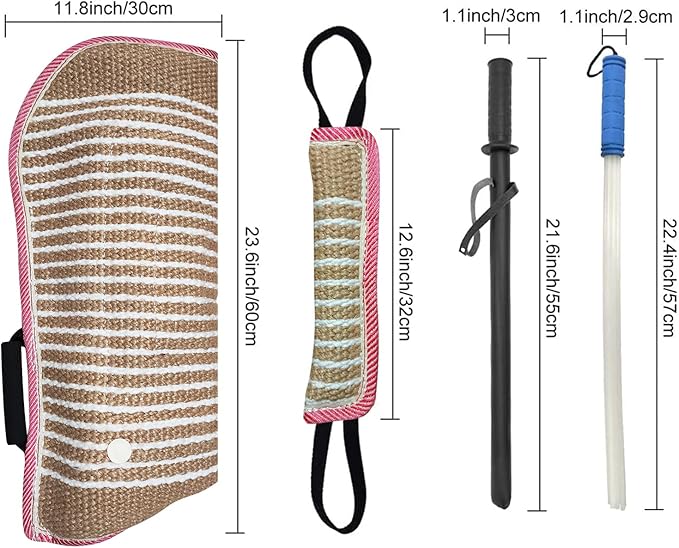 Professional Dog Bite Training Set - Tough Dog Bite Sleeve, Protection for K9, Pitbull, German Shepherd (4 Pack)