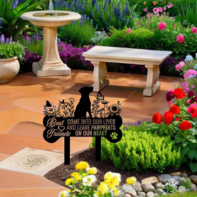 Pet Grave Markers Dog, Metal Pet Metal Memorial Garden Stake, Pets Waterproof Grave Stakes Plaque, Pet Headstone Garden Memorial Graves, Metal Dog Garden Decor 12"