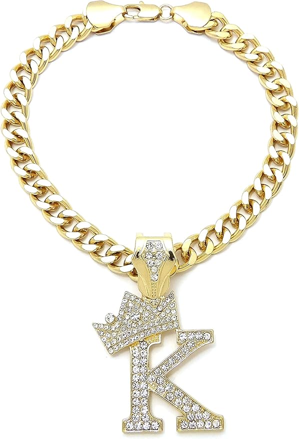 Initial Letter Cuban Chain Dog Chain Pet Chain Pet, Cat, Puppy Necklace (K, 24")